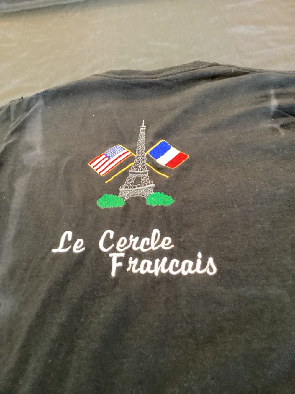 Le Cercle Francais ,Embroidered T-shirt,Pictured is in the Back,Size Small
